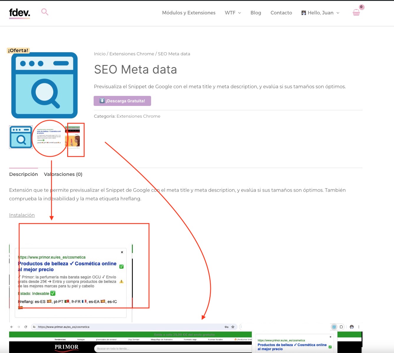 Mostrar imágenes del producto en descripción Woocommerce